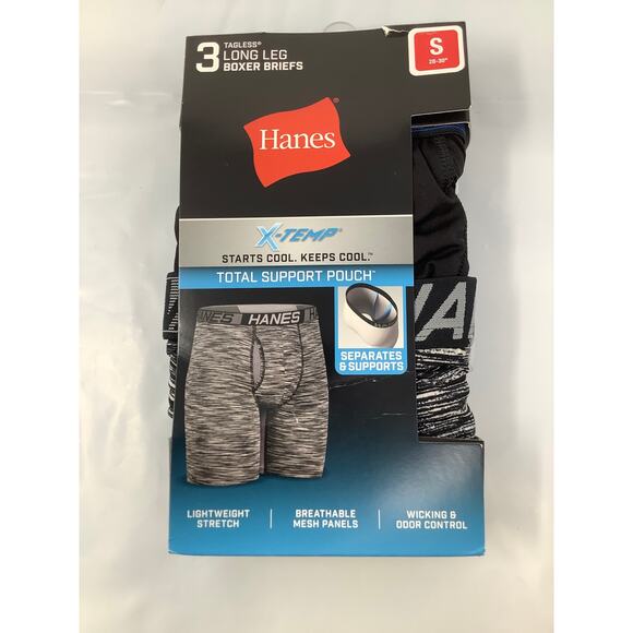 Hanes Men's Small 3 Pack X-Temp Total Support Pouch Boxer Brief Long Leg G10-19 - Picture 2 of 6